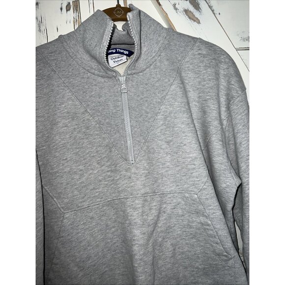 Outdoor Voices Women's Grey Crop Quarter Zip Front Pocket Sweatshirt Size L NWT - Picture 3 of 10